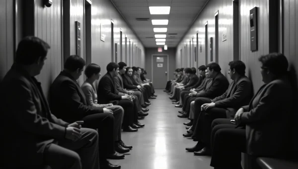 Documentary People Seated Corridor Monochrome
