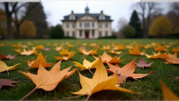 Dry Maple Leaves on Damp Grass in Pittock Mansion