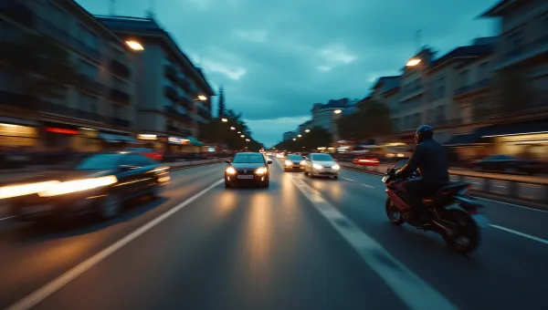 Dynamic City Street Motion Blur Cars Motorcycles