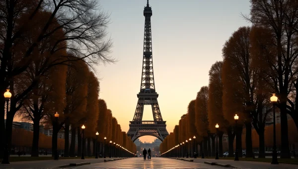 Eiffel Tower Framed at Dusk from Champ de Mars
