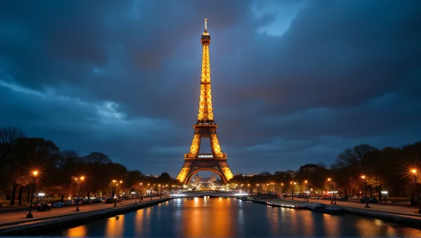 Eiffel Tower Illuminated Night Skyline Reflection