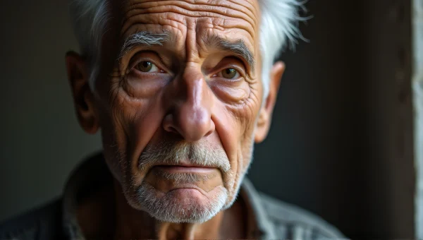 Elderly Man Portrait With Silver Hair And Wisdom