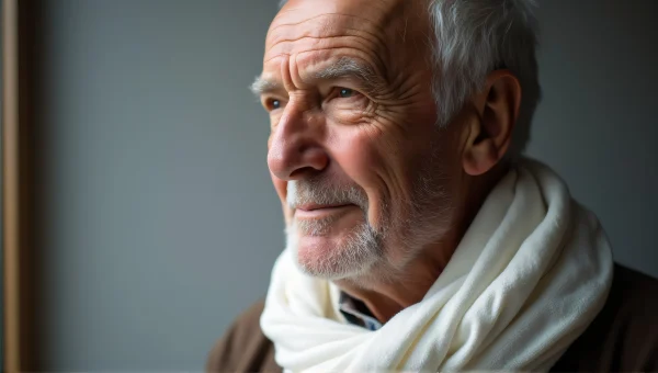 Elderly Man Portrait With White Scarf