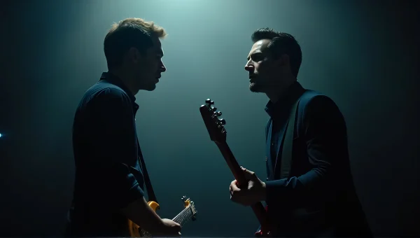 Electric Guitar Duel On Dim Stage