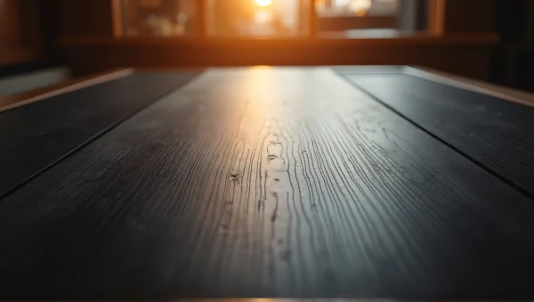 Elegant Dark Dining Surface With Warm Overhead Light
