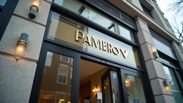 Elegant Signage Above Double Glass Doors