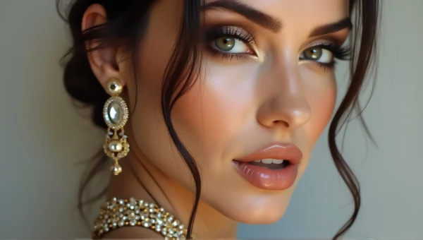 Elegant Woman With Dramatic Eye Makeup And Jewelry