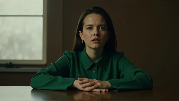 Emerald Top at Wooden Table: Natural Pose Scene