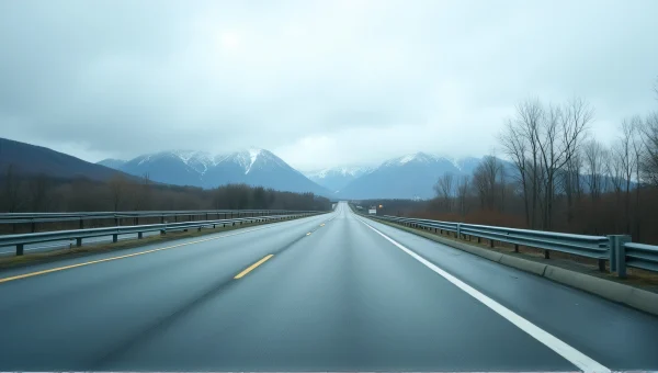 Empty Highway Stretching Toward Distant Mountains