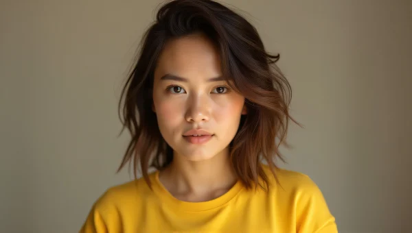 Engaging Portrait Person Yellow Top Studio