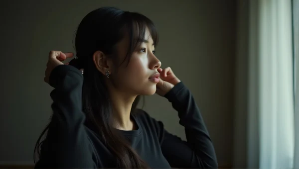 Female Figure Styling Hair In Natural Light