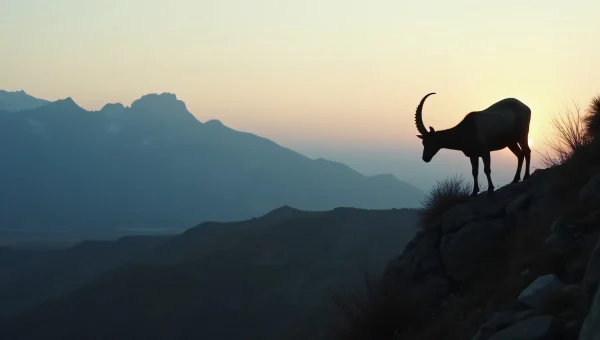 Feral Goat On Rocky Ridge At Dusk