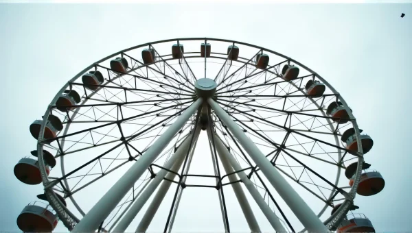 Ferris Wheel Low-Angle View with Motion Blur