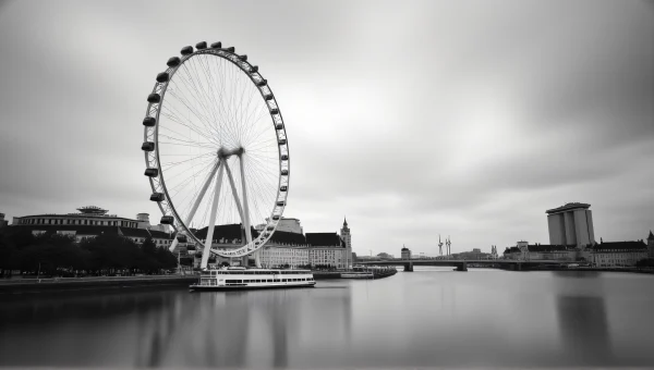 Ferris Wheel Reflection Calm Water Long Exposure