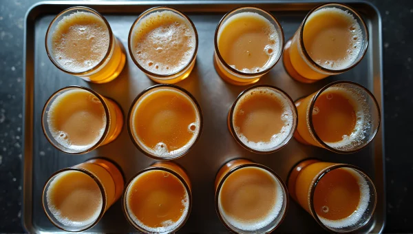 Filled Drinking Glasses Arrangement on Metal Tray