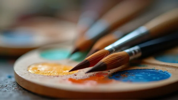 Fine-Tip Paint Brushes on Wooden Palette