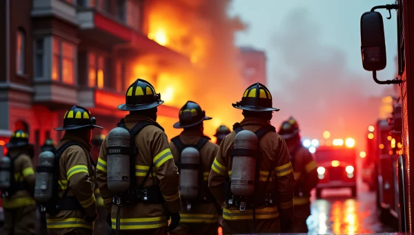 Firefighters Responding To Building Emergency Scene