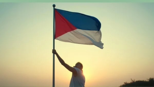 Flag Hoisting at Dawn with Crisp Horizon