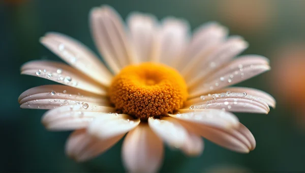 Flower Center With Dewdrops Close-Up Macro Shot