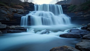 Flowing Streams Over Rocky Terraces Long Exposure