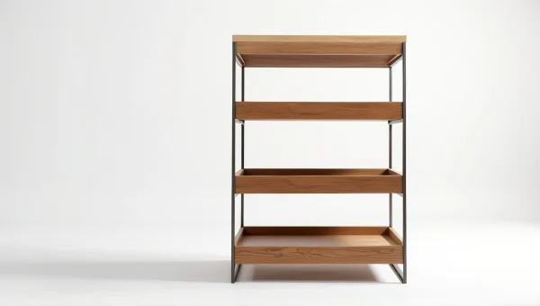 Four-Layer Wooden Rack With Metal Brackets