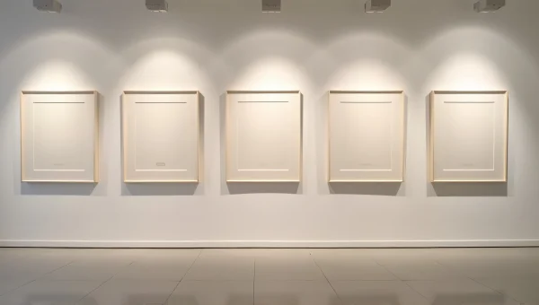 Framed Art Gallery Wall Display With Soft Lighting