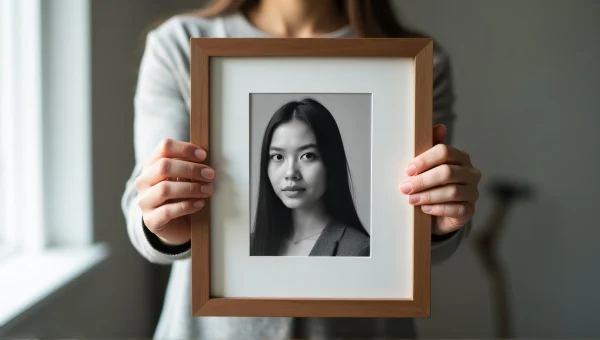 Framed Black And White Portrait Holding Person