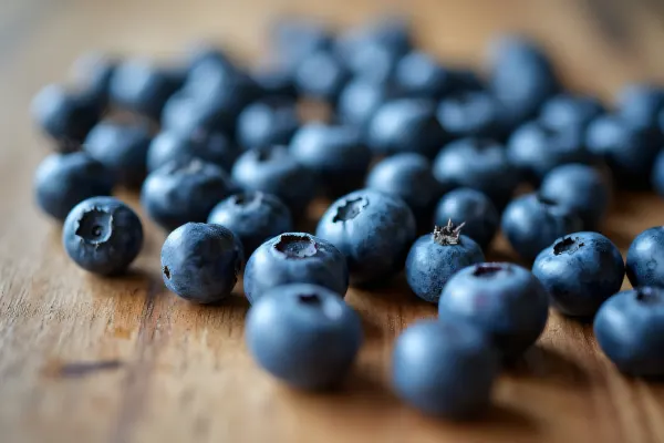 Fresh Blueberries On Wooden Surface Close-Up