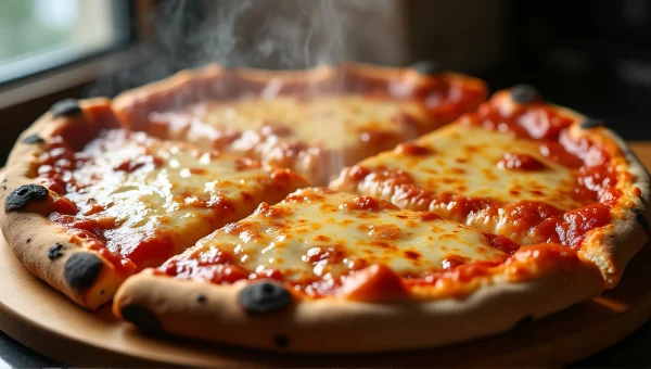 Freshly Baked Pizza With Bubbling Cheese Close-Up