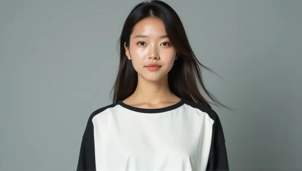 Front-Facing Woman in Black and White Shirt