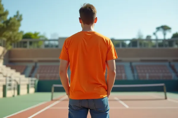 Full-Body Portrait of Man in Orange T-Shirt