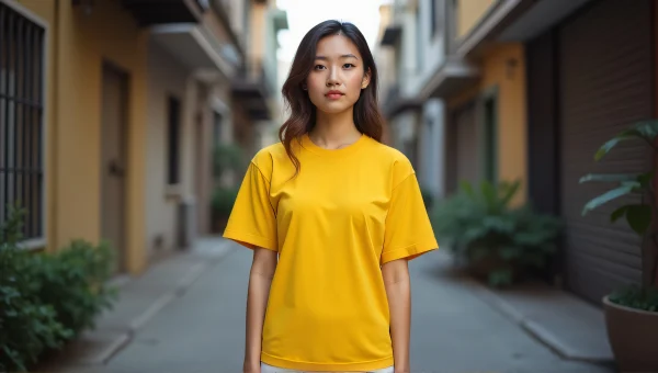 Full-Body Portrait Person Yellow Shirt Urban Alley