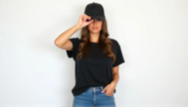 Full-Body Studio Portrait Woman Black T-Shirt