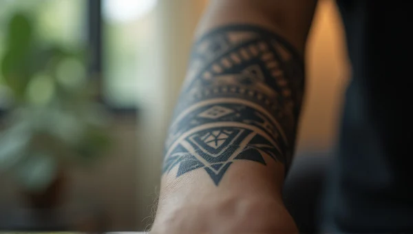 Geometric Tattoo Forearm Close-Up With Bokeh