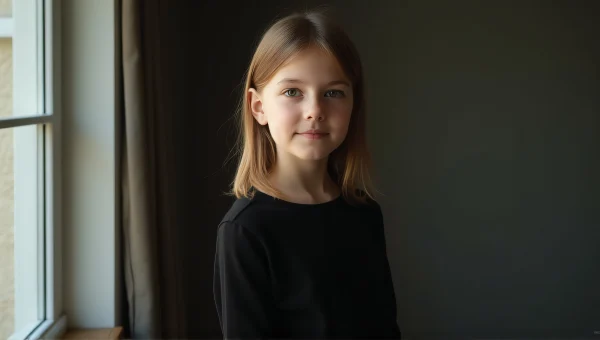 Girl Portrait in Black Top with Soft Light