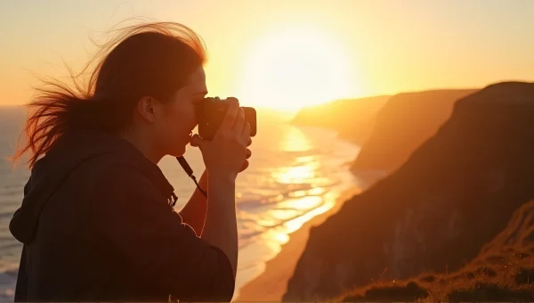 Golden Hour image On Coastal Cliff