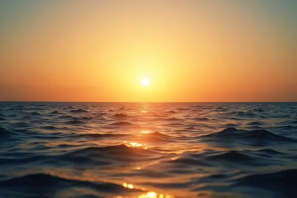 Golden Hour Ocean Waves With Sunlight Reflections