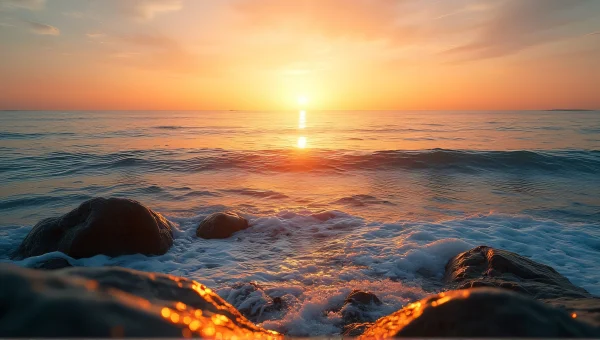 Golden Hour Sea Reflection Over Gentle Waves