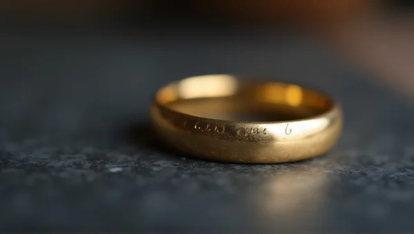 Golden Ring Close-Up Engraved Band Macro