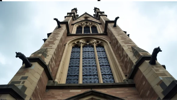 Gothic Architecture Towering Building With Gargoyles