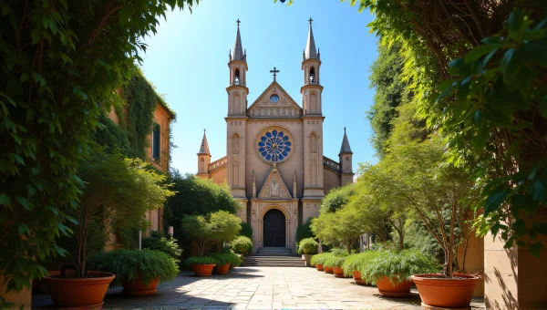 Gothic Cathedral Surrounded By Lush Greenery