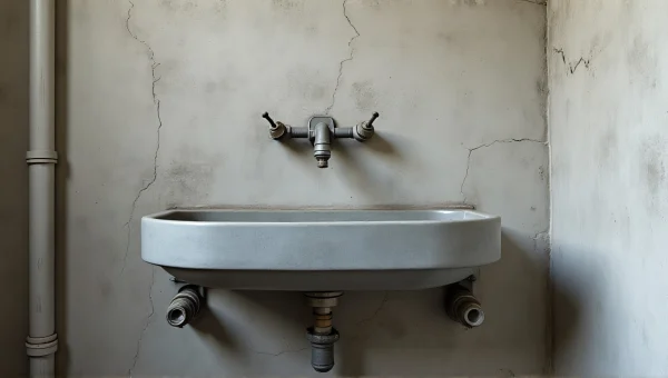 Gray Ceramic Sink With Exposed Pipes Design