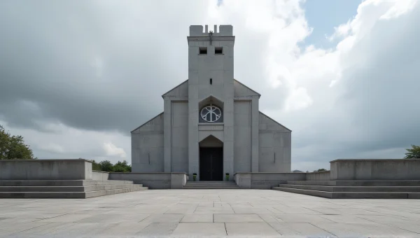 Gray Concrete Church Low-Angle Perspective