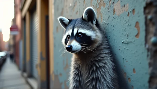 Gray Raccoon Mural Urban Alley Art