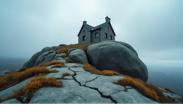 Gray Stone House on Boulder Under Dramatic Sky