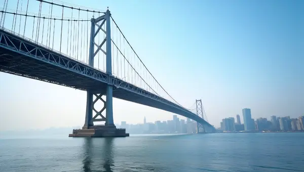 Gray Suspension Bridge Over Calm River