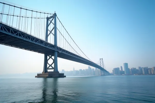 Gray Suspension Bridge Over Calm River