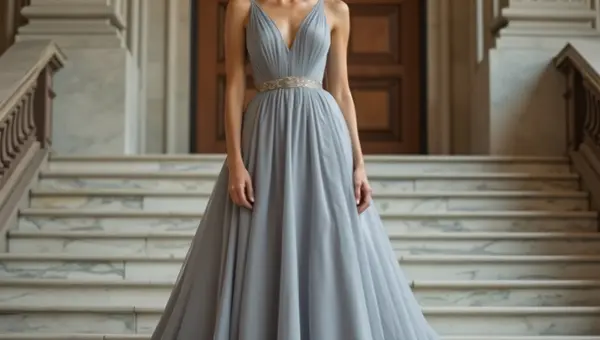 Gray V-Neck Sleeveless Wedding Dress Bride