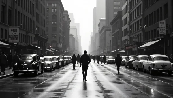 Grayscale City Street Midday Reflections Perspective