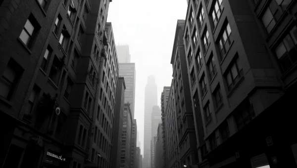 Grayscale Cityscape With Textured Buildings